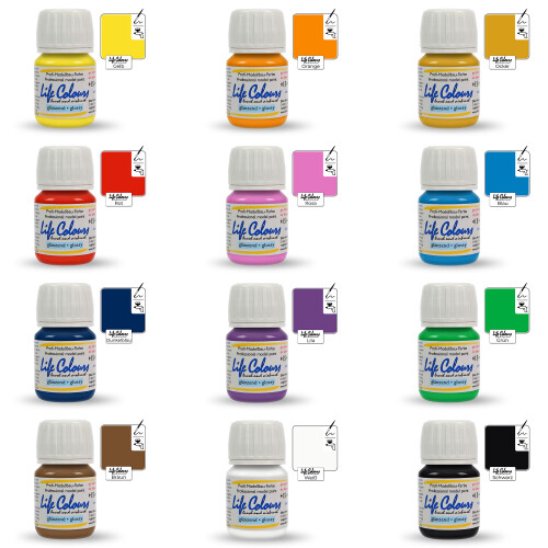 Life Colours Grundfarben-Bundle Groß, 12 Stück glänzend