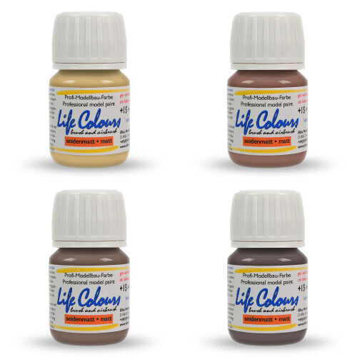 Life Colours Hautfarben-Bundle Dunkel seidenmatt, 4 Stück