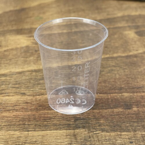 Lackmischbecher 30 ml, PP, mit Richtwertskala, farblos, 80 Stück